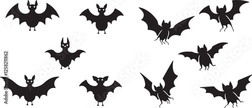 silhouette bat on transparent background, halloween bat, vector design and white background