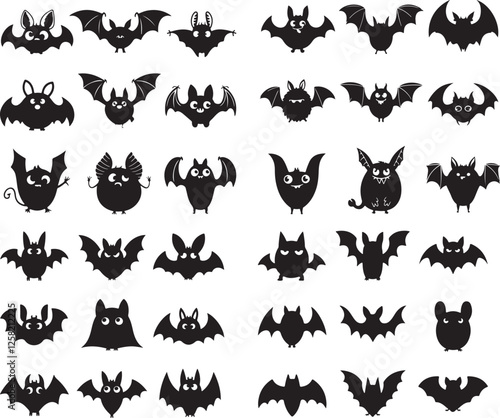 silhouette bat on transparent background, halloween bat, vector design and white background