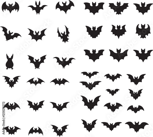 silhouette bat on transparent background, halloween bat, vector design and white background