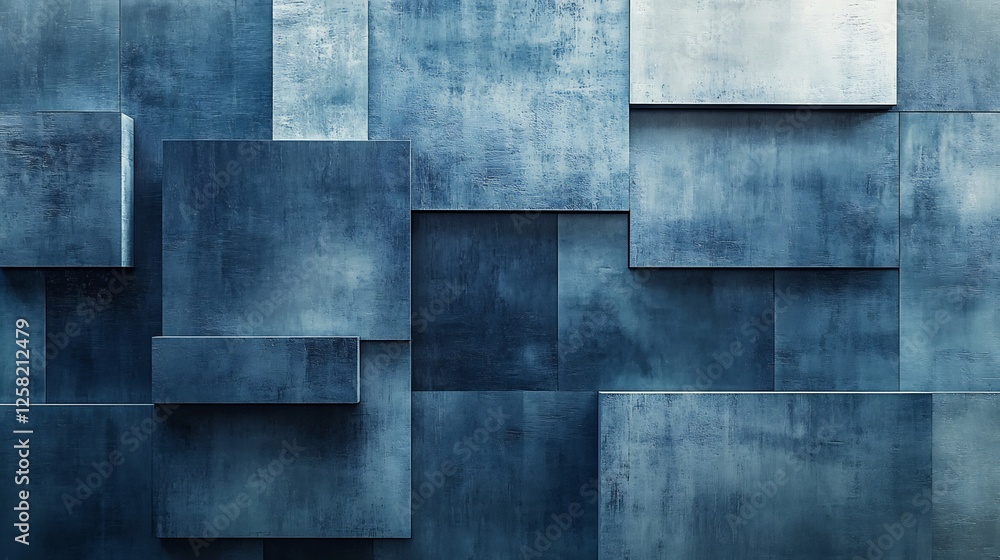 Abstract Blue Steel Texture: Overlapping squares create a cool modern geometric design. AI Generated Abstract Blue Steel Texture: Overlapping squares create a cool modern geometric design. AI Generated