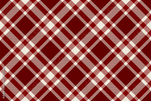 Femininity pattern fabric background, oilcloth seamless plaid texture. Business textile tartan check vector in red and white colors.