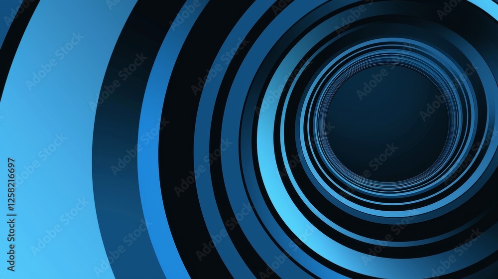 Obraz premium Blue Background with Concentric Circles and Lines, Banner Template with White Space for Text. Abstract Minimalist Wallpaper with Copy Space on Blue Background. Simple Modern Wallpaper.