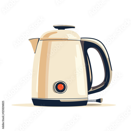 Electric kettle. Modern electric tea kettle or teakettle with hot boiling water. Vector illustration isolated on a white background