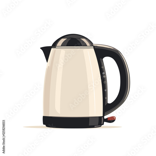 Electric kettle. Modern electric tea kettle or teakettle with hot boiling water. Vector illustration isolated on a white background