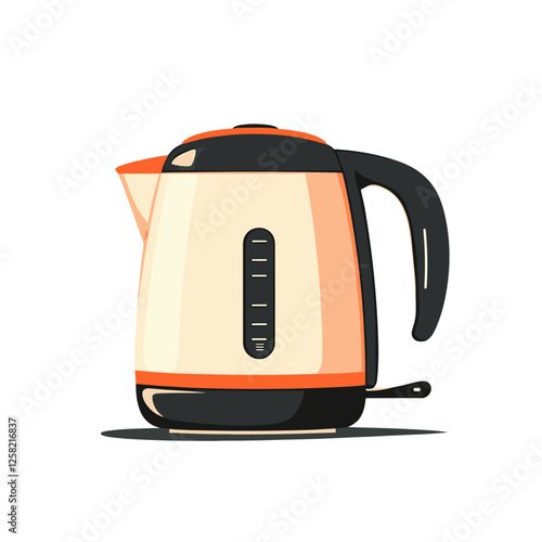 Electric kettle. Modern electric tea kettle or teakettle with hot boiling water. Vector illustration isolated on a white background