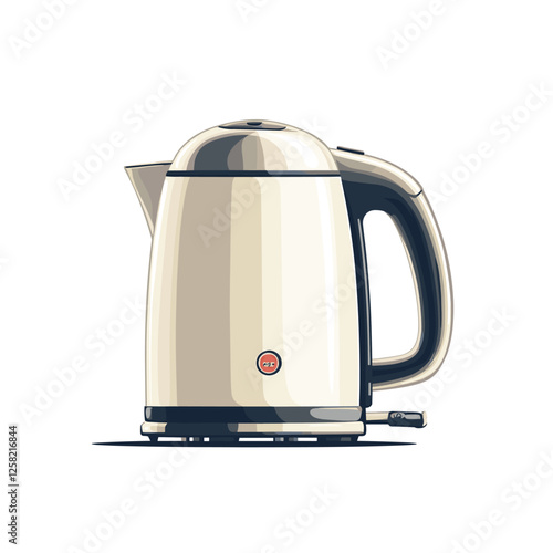 Electric kettle. Modern electric tea kettle or teakettle with hot boiling water. Vector illustration isolated on a white background
