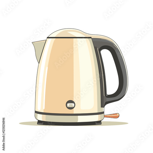 Electric kettle. Modern electric tea kettle or teakettle with hot boiling water. Vector illustration isolated on a white background