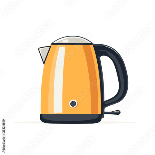 Electric kettle. Modern electric tea kettle or teakettle with hot boiling water. Vector illustration isolated on a white background