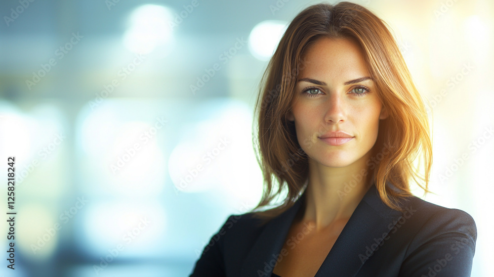 Confident businesswoman in a modern office setting with a professional demeanor. Confident businesswoman in a modern office setting with a professional demeanor.