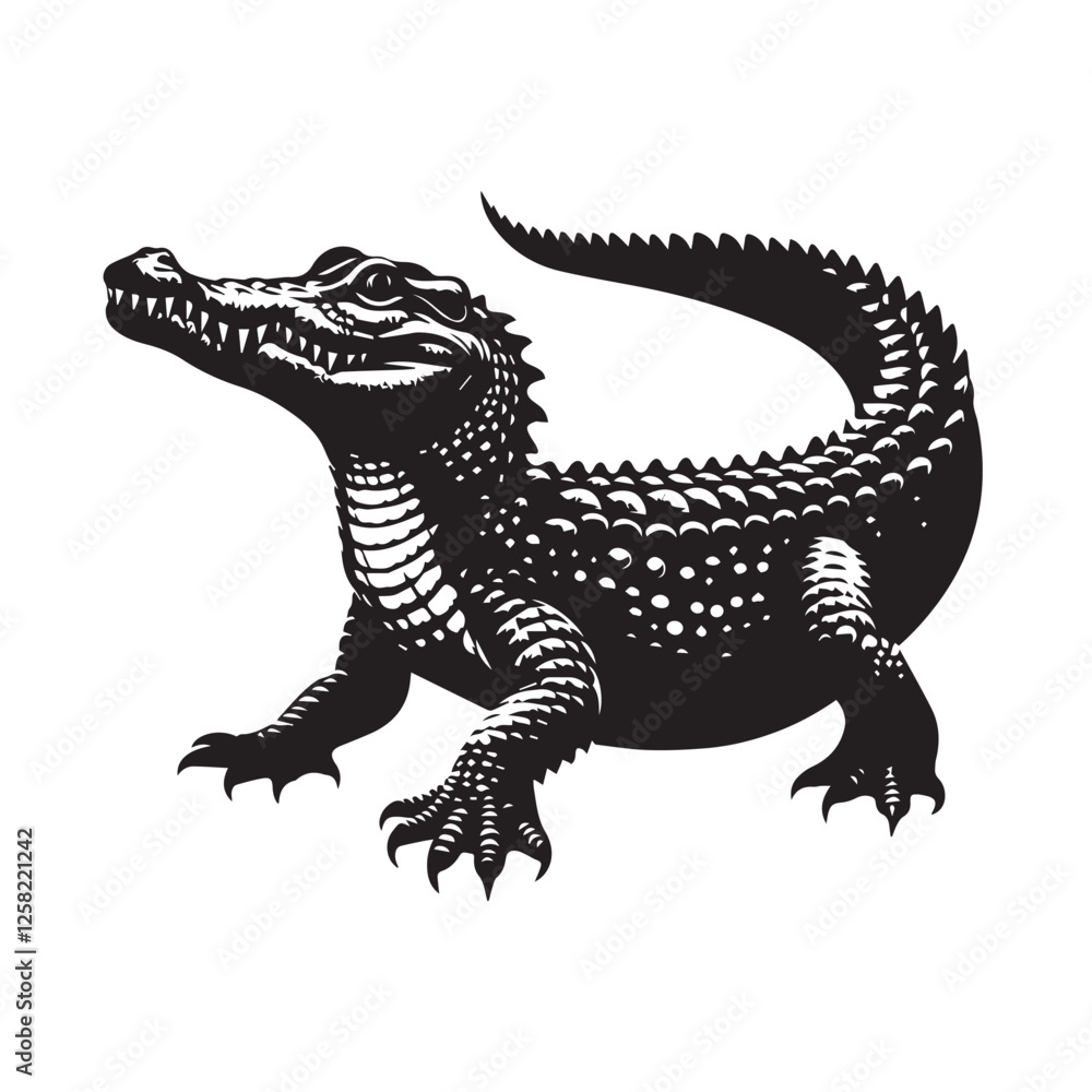 Obraz premium Crocodile black silhouette vector illustration