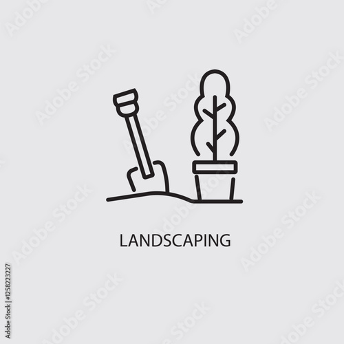 A landscaping icon logo typically features a visual symbol directly related to nature, like a leaf, tree, grass blades, or a stylized landscape contour