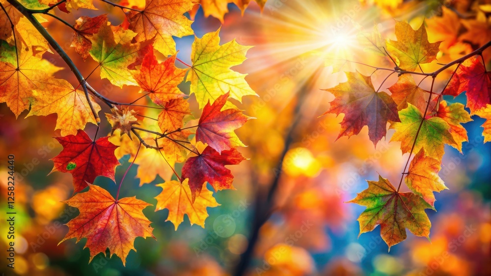 A vibrant tapestry of autumn leaves in hues of red, orange, and yellow, bathed in the golden glow of sunlight, creating a breathtaking spectacle of nature's beauty. A vibrant tapestry of autumn leaves in hues of red, orange, and yellow, bathed in the golden glow of sunlight, creating a breathtaking spectacle of nature's beauty.