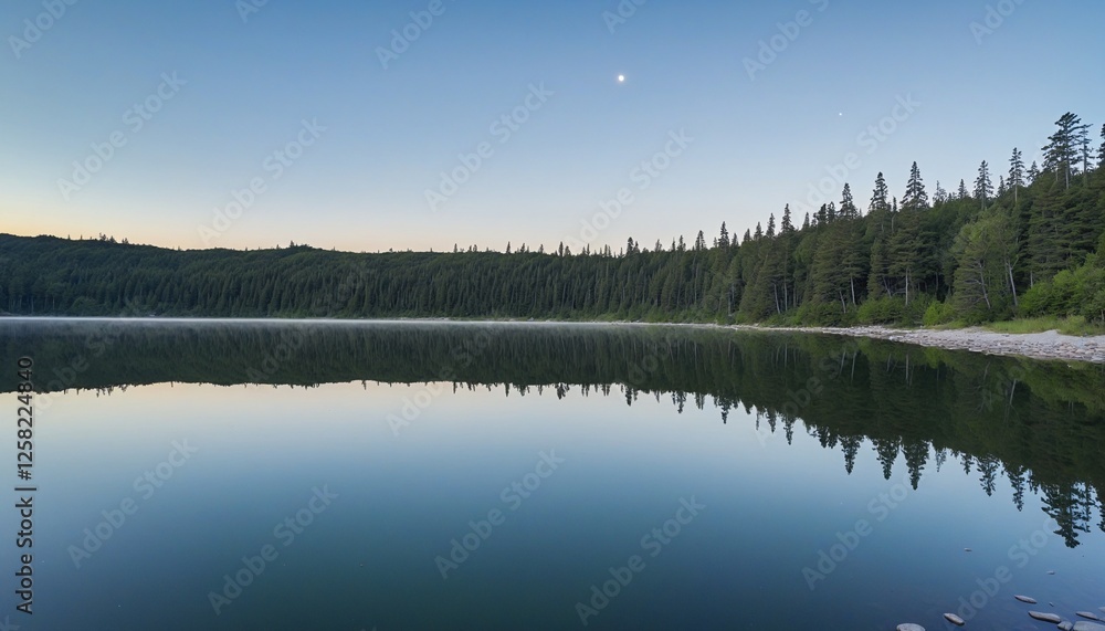 Fototapeta premium Tranquil waters mirroring the peaceful heavens above.