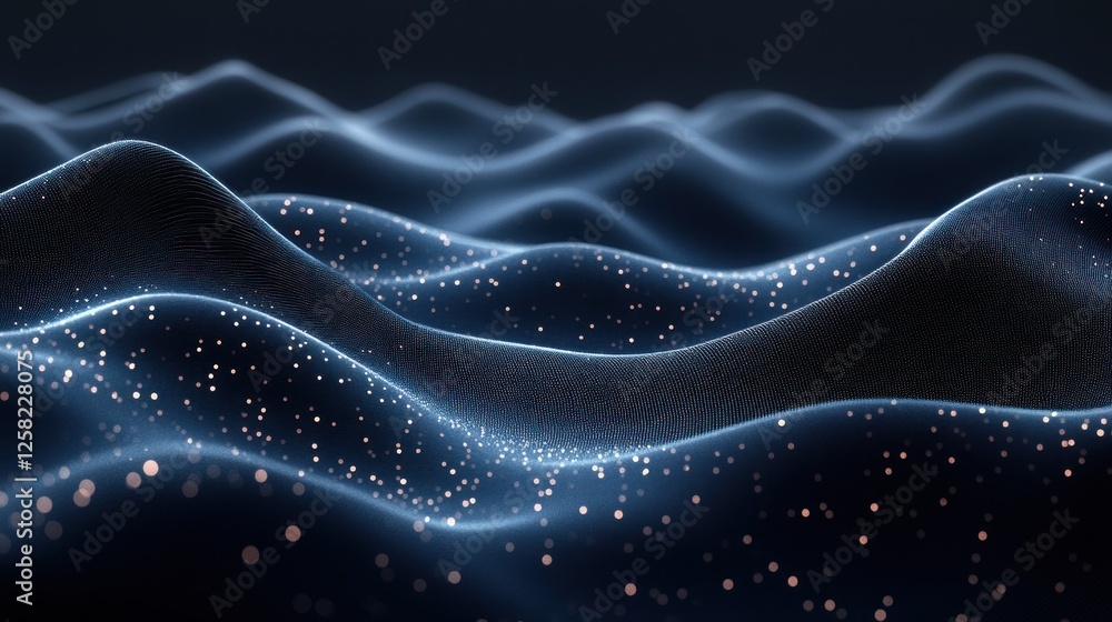 Obraz premium Abstract digital landscape of wavy hills