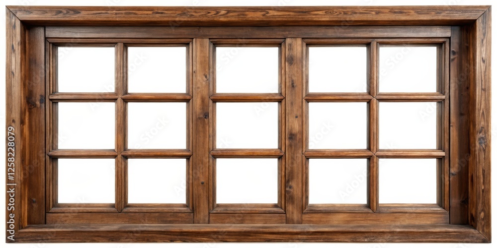 Rustic Wooden Window Frame with Multiple Panes, Ideal for Adding a Touch of Vintage Charm to Any Room Rustic Wooden Window Frame with Multiple Panes, Ideal for Adding a Touch of Vintage Charm to Any Room