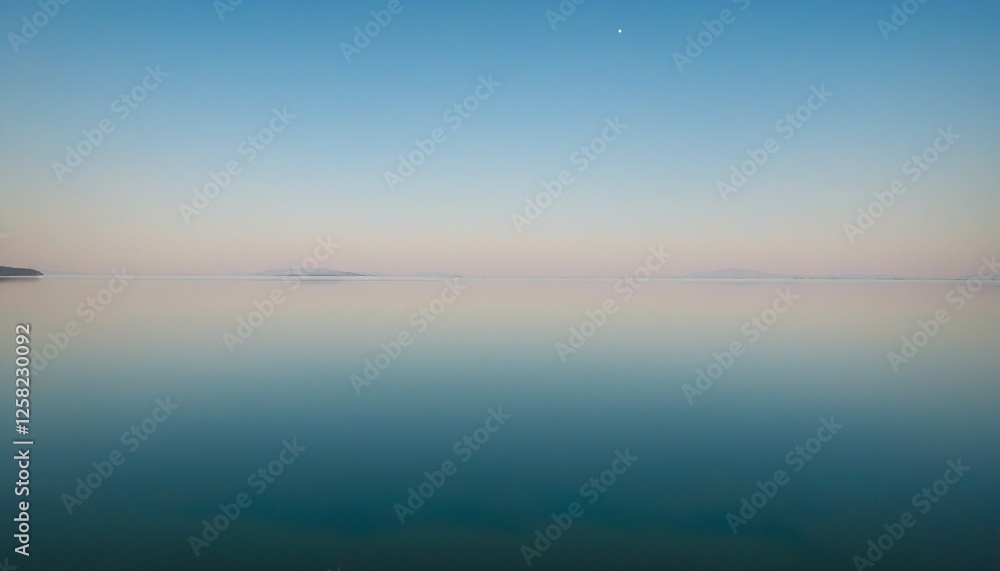 Fototapeta premium Tranquil Waters Mirroring the Azure Sky, Instilling Peacefulness.