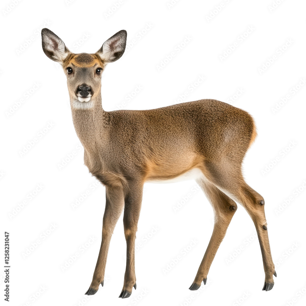 Graceful Female Roe Deer in Natural Isolated Setting on Transparent Background Graceful Female Roe Deer in Natural Isolated Setting on Transparent Background