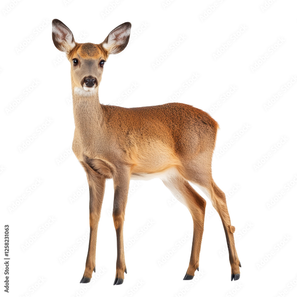 Graceful Female Roe Deer in Natural Isolation on Transparent Background Graceful Female Roe Deer in Natural Isolation on Transparent Background