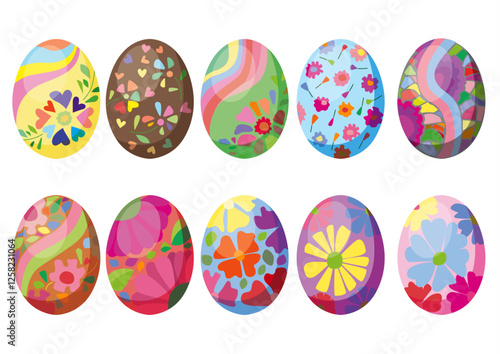 easter egg design colorful and pattern on white background illustration  vector