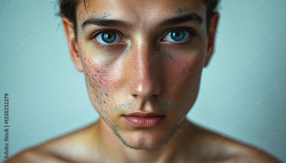An Otherworldly Visage: A Portrait of a Mult-eyed Being Adorned with Digital Patterns An Otherworldly Visage: A Portrait of a Mult-eyed Being Adorned with Digital Patterns
