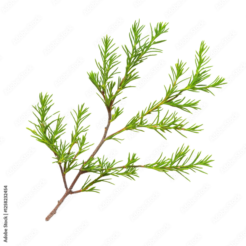 Fototapeta premium Fresh Green Branch with Lush Vibrant Leaves Isolated on Transparent Background