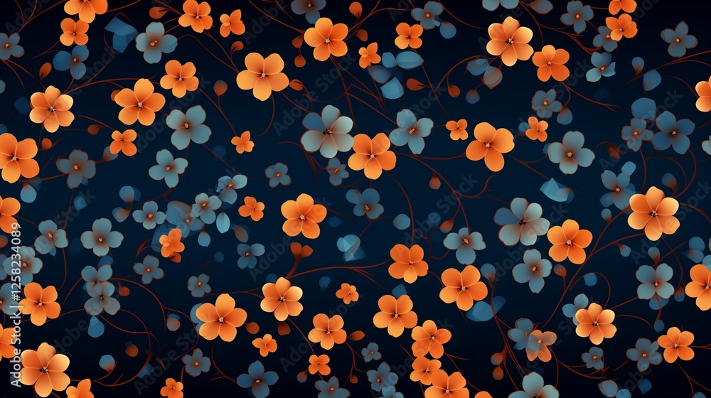 Orange and blue background with small size flower a? Orange and blue background with small size flower a?