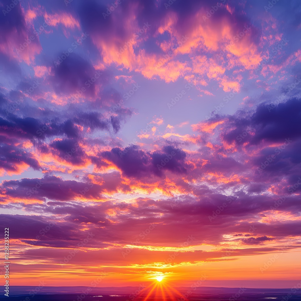 Dramatic Sky with Vibrant Colors at Sunset Creating a Beautiful and Peaceful Atmosphere Dramatic Sky with Vibrant Colors at Sunset Creating a Beautiful and Peaceful Atmosphere