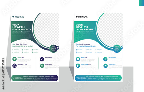 medical flyer design template vector file a4 size colorful attractive simple and modern flyer. 