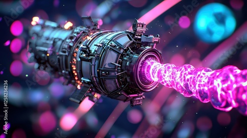 Fototapeta Naklejka Na Ścianę i Meble -  Revolutionary breakthrough in quantum space station technology for exploration of antimatter