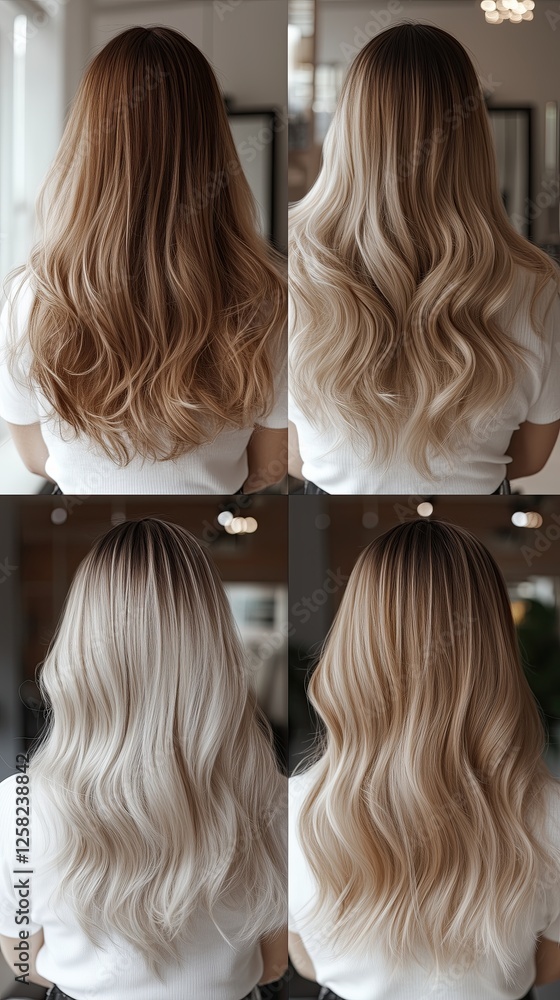 Fototapeta premium Hair care industry, Long, flowing, and voluminous, ultra-close-up shot showing precise detailing and color matching