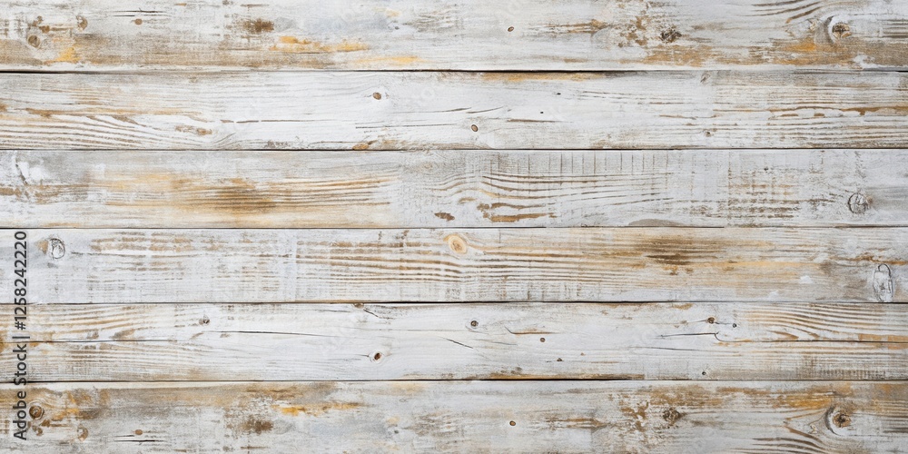 Naklejka premium Whitewashed Wooden Planks with Visible Grain and Knots
