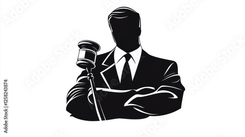 Judge silhouette, legal authority, courtroom, justice photo