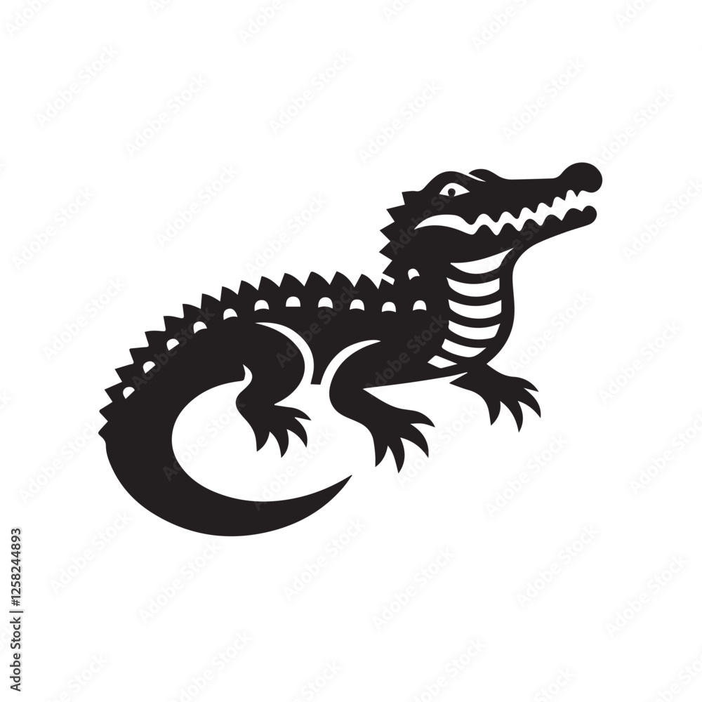 Crocodile black silhouette vector illustration Crocodile black silhouette vector illustration