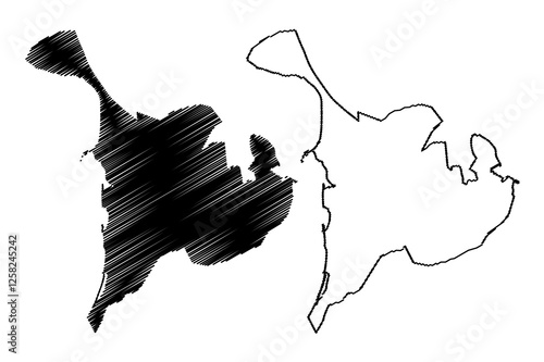 Van City (Republic of Turkey, Eastern Anatolia Region) map vector illustration, scribble sketch City of Van map