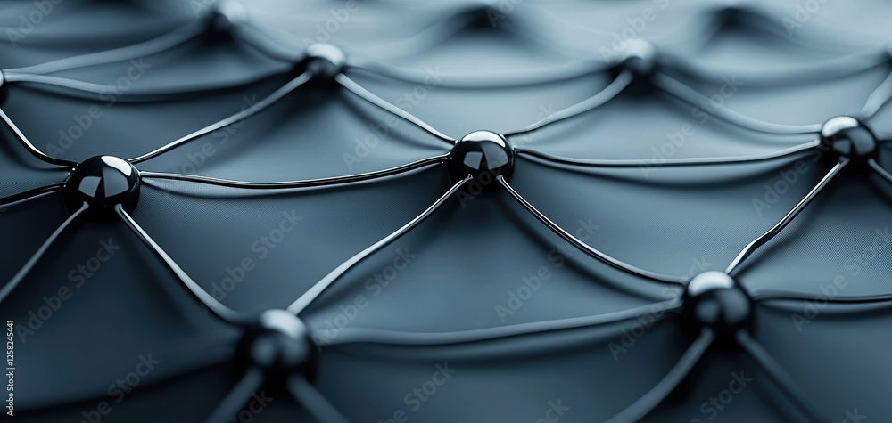 Naklejka premium close up view of network grid with interconnected nodes, showcasing modern and efficient design. image conveys sense of technology and connectivity