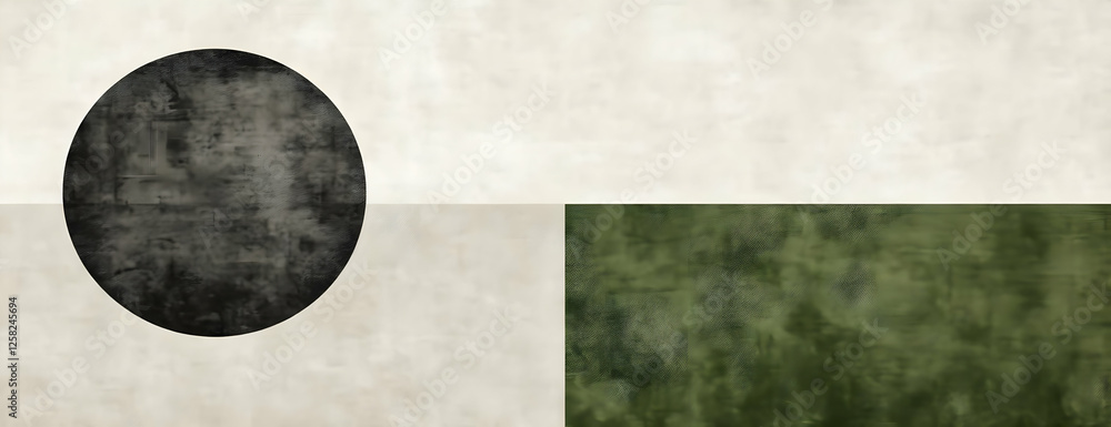 Abstract art circle, beige, green Abstract art circle, beige, green