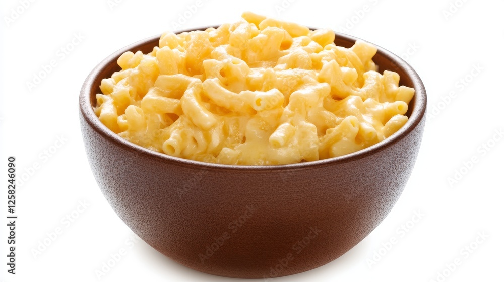 Creamy mac and cheese in a bowl, isolated on white background Creamy mac and cheese in a bowl, isolated on white background