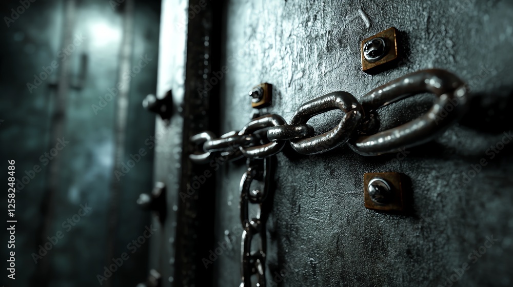 a forbidden experiment chamber, chains and locked cabinets, horror realism, isolated on white background a forbidden experiment chamber, chains and locked cabinets, horror realism, isolated on white background