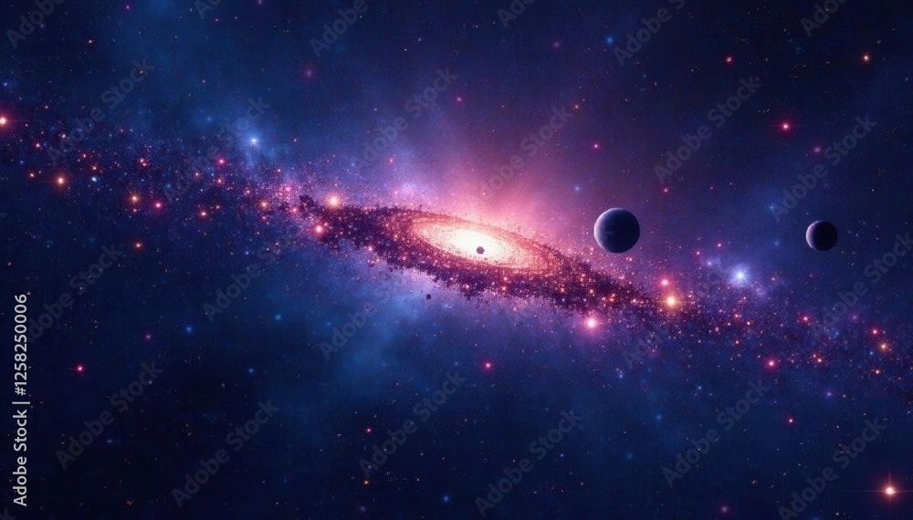 Fototapeta premium Deep space galaxy with stars and planets in a dark background, stars, night sky