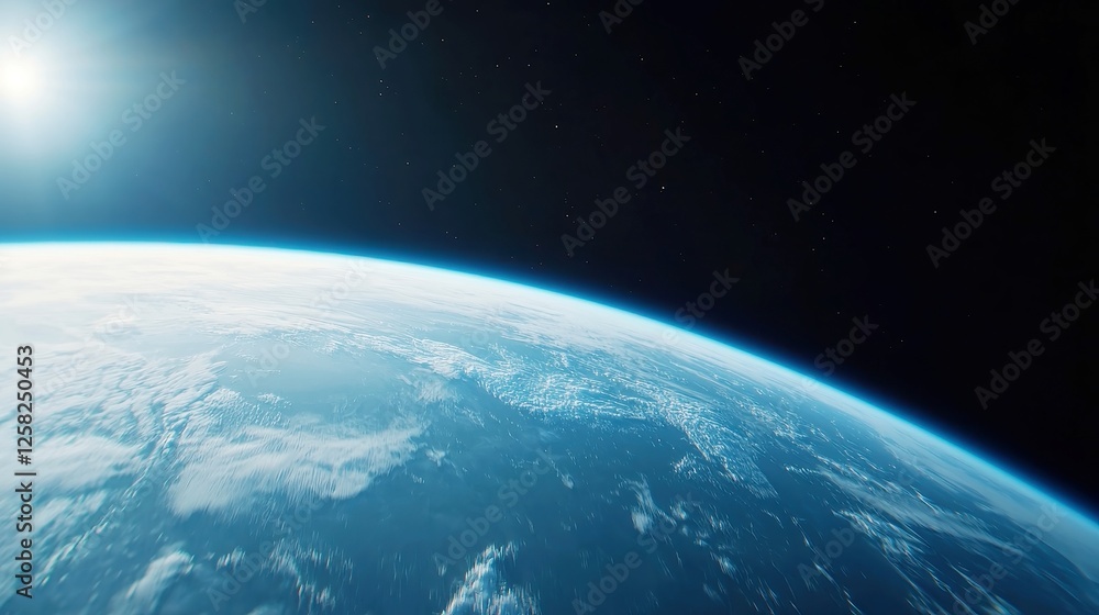 Fototapeta premium Economic Growth in Space, a financial chart symbolizing progress floats in a minimalist cosmic environment, emphasizing clarity and simplicity amidst the vastness of space.