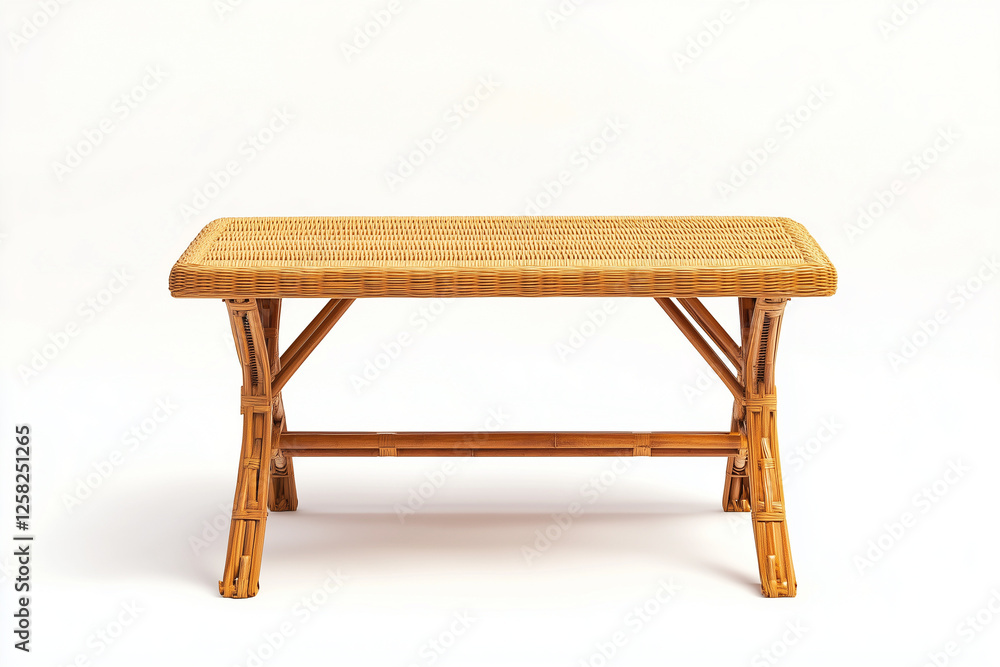 Selective focus rattan table isolated on white background, Wicker TV table on white background. Selective focus rattan table isolated on white background, Wicker TV table on white background.