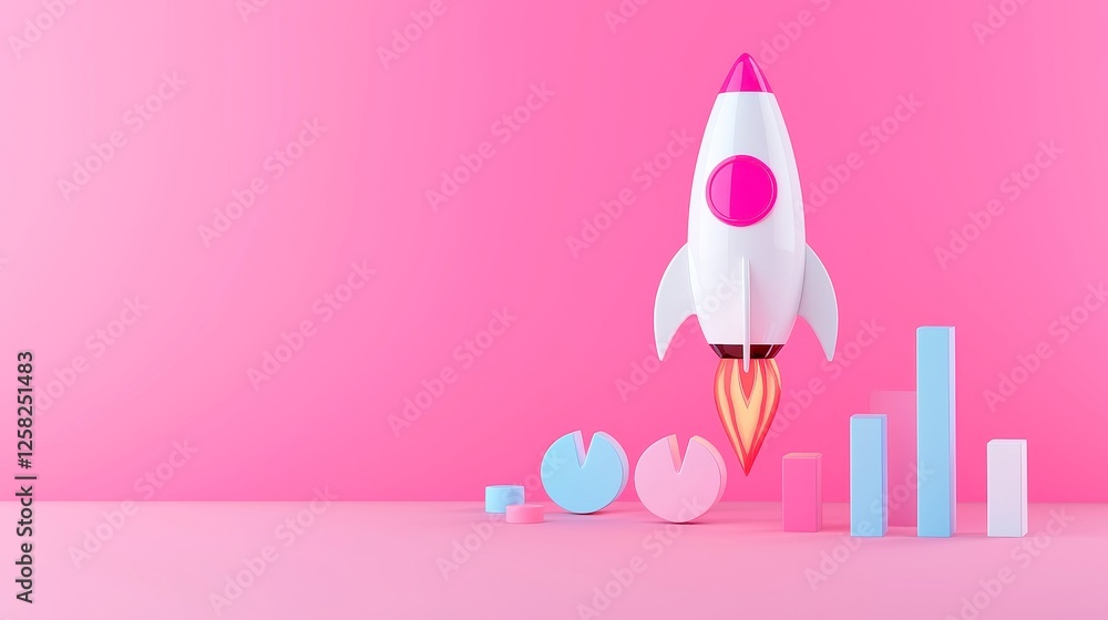 Startup Momentum, vibrant rocket symbolizing innovation and growth, dynamic pie charts illustrating market potential, sleek minimalist backdrop emphasizing clarity and focus Startup Momentum, vibrant rocket symbolizing innovation and growth, dynamic pie charts illustrating market potential, sleek minimalist backdrop emphasizing clarity and focus