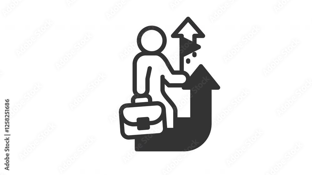 Animated career advancement with worker and direction sign. Suitable for finance, employee, management, teamwork, office, leadership, leader, company, manager, employment, development and business Animated career advancement with worker and direction sign. Suitable for finance, employee, management, teamwork, office, leadership, leader, company, manager, employment, development and business