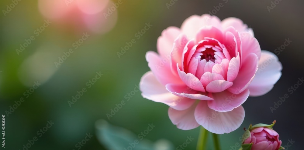 Delicate pink & white ranunculus blossoms, close-up , flower, image Delicate pink & white ranunculus blossoms, close-up , flower, image