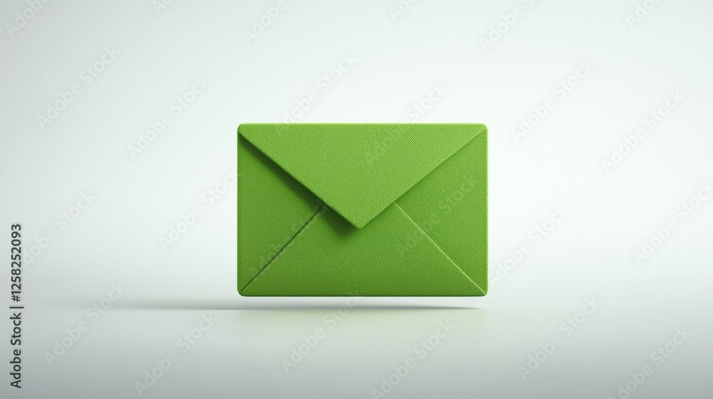 Minimalist green envelope on a light background Minimalist green envelope on a light background