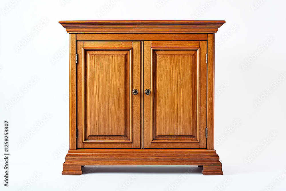 Old and classic cabinet isolated on white background, Selective focus wooden TV table on white background. Old and classic cabinet isolated on white background, Selective focus wooden TV table on white background.