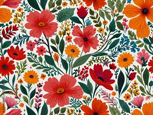 Wallpaper Mural Delicate Ditsy Floral Pattern on White Background Torontodigital.ca