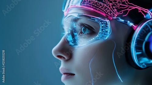 AIenhanced human augmentation research lab with mindcontrolled robotics, biochip implants, and smart wearables development photo