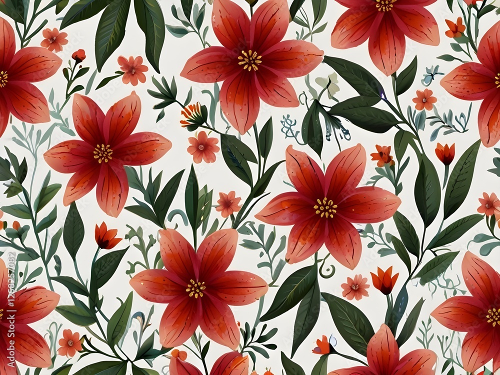 Delicate Ditsy Floral Pattern on White Background Delicate Ditsy Floral Pattern on White Background