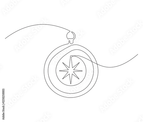 Continuous one line drawing of compass. Single line drawing illustration of navigate. Compass concept vector art. Doodle line illustration.